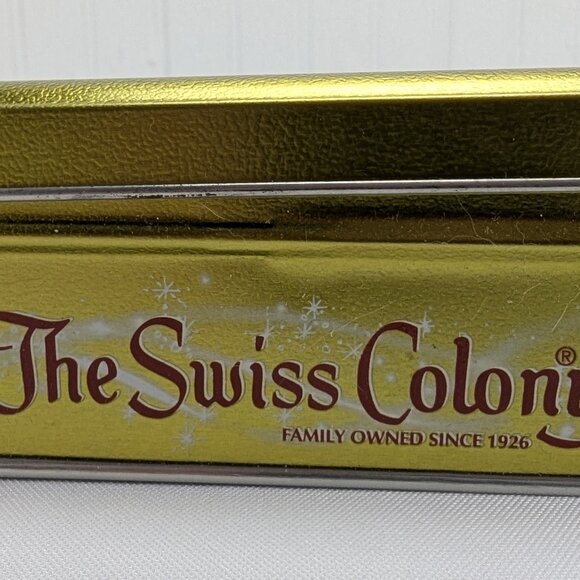 The Swiss Colony Metal Tin Lot of 2 Red Gold Santa Mouse Christmas Square Empty - Picture 12 of 16